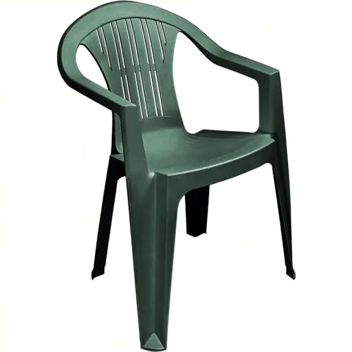 Sicignano Ratak Sessel, niedrige Rückenlehne, Monoblock, stapelbar, grün, mattes Finish, 56 x 54 x 79 cm - Stuhl mit Armlehnen, Kunststoff, für Innen- und Außenbereiche, Garten, Balkon, Terrasse, Sicignano Ratak Sessel, niedrige Rückenlehne, Monoblock, stapelbar, grün, mattes Finish, 56 x 54 x 79 cm - Stuhl mit Armlehnen, Kunststoff, für Innen- und Außenbereiche, Garten, Balkon, Terrasse,