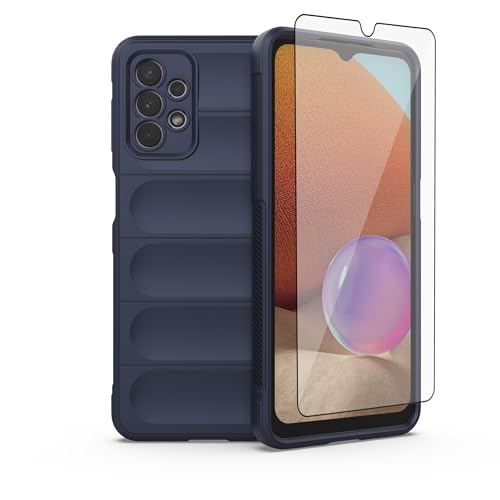Coque Samsung Galaxy A32 5G Asuwish premium en silicone souple bleu avec verre trempé ajusté