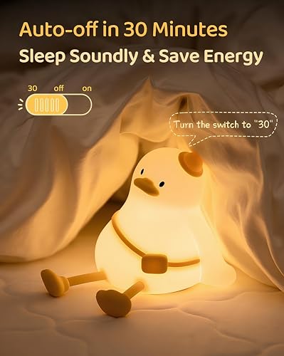 Duck Night Light for Kids,Touch Dimmable,Rechargeable Portable and Squishy Silicone Led Nightlight,Kawaii Gift,Nursery,Toddler,Breastfeeding,Kids Bedroom Decor,Cute Baby Timing Bedside Lamp,Birthday - Image 3