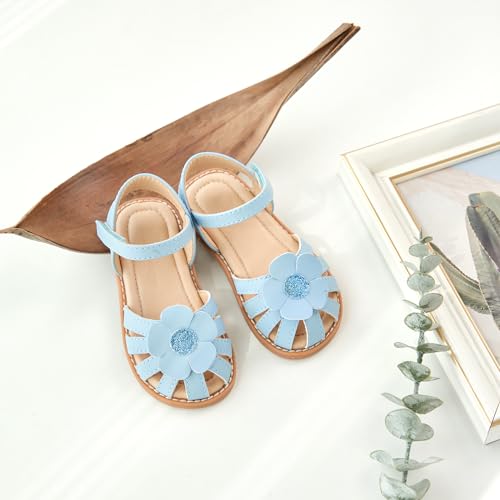 Image of Flaryzone Girls Sandals Closed Toe Summer Flats Dress Sandals Shoes Toddler /Little Kid