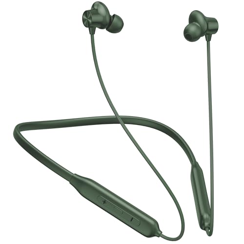 Image of Kratos N4 Bluetooth Neckband with 55H Playtime, Deep Bass, Stereo Sound, HD Calls, Magnetic Earbuds, Type-C Fast Charging, Rich Audio, Hollow Switch for Comfort & Style (Green)