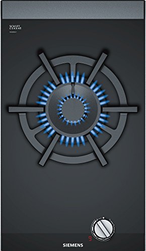 Siemens ER3A6AD70 hobs Negro Integrado Encimera de gas - Placa (Negro, Integrado, Encimera de gas, Vidrio y cerámica, 6000 W, hierro fundido)