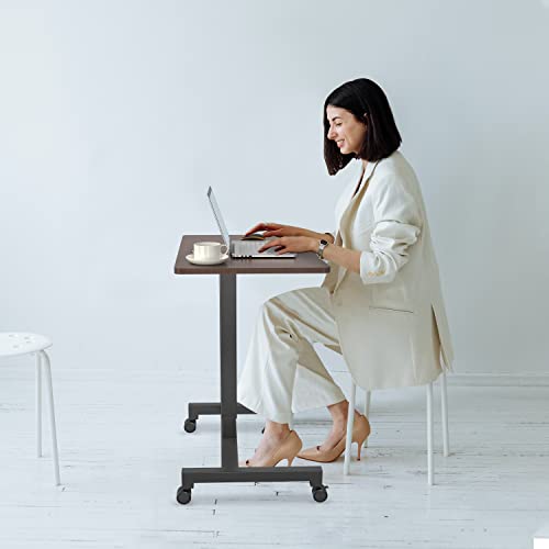 Iworkboard Mobile Laptop Desk, 27 Inches Rolling Adjustable Height Desk, Mobile Portable Standing Desk, Pneumatic Sit Stand Desk With Wheels For Home Offices And School Rolling Table #TOP4