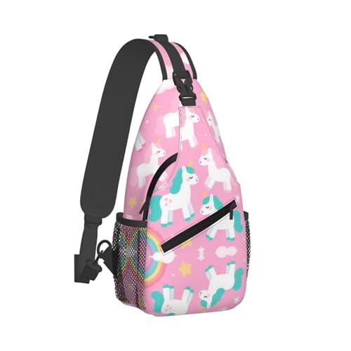 Mochila bandolera SVEFDOC rosa con diseño unicornio miniatura 2