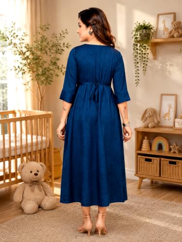 Image of RITIJYA Feeding Kurtis for Women with Zip | Maternity Gown Pregnancy Dress for Nursing Mothers | Viscose Rayon | Stylish & Comfortable | S to 4XL | Maternity Wear Feeding Dress Tops