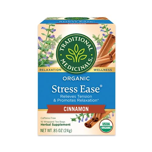Traditional Medicinals Organic Stress Ease Cinnamon Tea, 16 Tea Bags