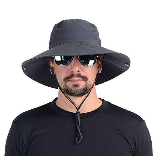USHAKE Bucket Hat, Safari Hat UPF 50+ Sun Hat Boonie Hat Cap for Outdoor Dark Grey