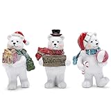 Hodao 3 PCS Christmas Polar Bear Decorations Xmas Bear Figurines Decor Handmade Christmas Polar Bear Figurines for Xmas Decor Gift - Christmas Party Home Bear Decorations (White-Bear)