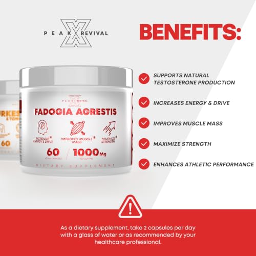 Image of Turkesterone & Tongkat Ali Lean Muscle Growth & Recovery, (120 Capsules) | Fadogia Agrestis & Turkesterone Tongkat Ali, Muscle Stack for Energy, Athletic Performance & Muscle Mass, BY Peak Revival-X