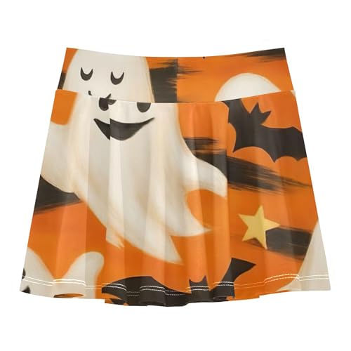 Playful Spooky White Ghosts Bats Skirts with Shorts Running Girls Skorts Athletic Shorts Butterfly 4t2