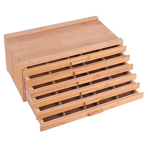 Vencer 6 Drawer Bamboo Artist Supply Storage Box with Separate Compartments for Organizing Pencil,Pen,Pastel,Marker Set,Brushes & Stamp,VAO-007 Cover