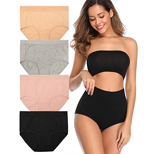 Image of Women's High Waist Cotton Underwear Soft Brief Panties Decorated with Lace Regular and Plus Size