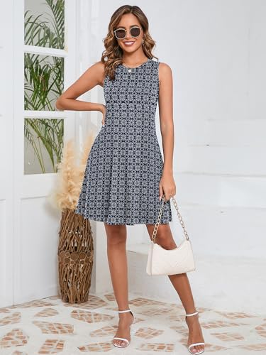 Image of KORSIS Tank Dress for Women Elegant T-Shirt Summer Soft Dresses Sleeveless Swing A Line Vacation Beach Sundress with Pockets