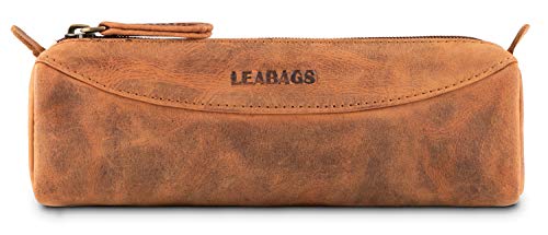 LEABAGS Fort Rock Leder-Mäppchen I Stifte Mäppchen aus echtem Büffel-Leder I Leder-Etui I Vintage Federmappe I Federmäppchen I Kleine Federtasche I Stiftetui I 20x6,4x5 cm I Fox Cover