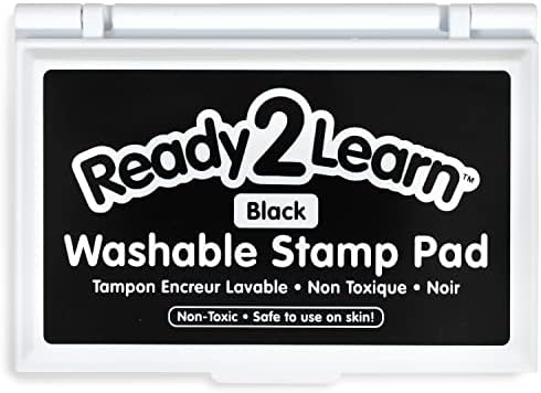 READY 2 LEARN Washable Stamp Pad - Black - Non-Toxic - Fade Resistant - Perfect for Scrapbooks, Posters and Cards - New and Improved 2022 Version