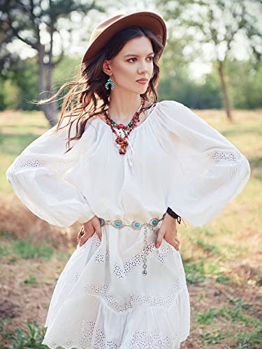 Glenmal Western Concho Belt Cowgirl Earrings Set for Women Cowgirl Waist Chain Belts Boho Earrings for Country Concert Outfit(Noble Style)2
