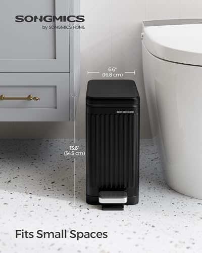 Cubo de basura para baño de acero inoxidable negro antihuellas 2