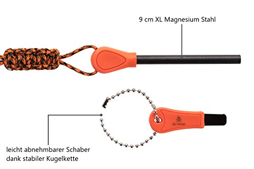 Feuerstahl Sir Vivor Profi Outdoor XL Feuerstarter mit Paracord
