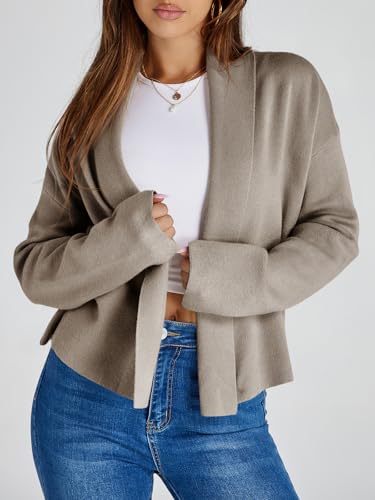 Image of Saodimallsu Womens Cropped Cardigan Open Front Shawl 2026 Fall Trendy Long Sleeve Sweater Jacket