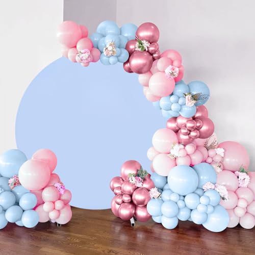 Image of Blue Round Backdrop Cover 6.5ft Blue Arch Cover Circle Birthday Photo Photography Balloon Background for Party Baby Shower Wedding Decorations