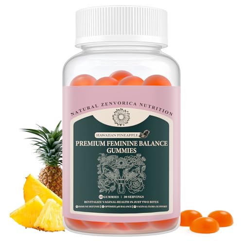 Premium Feminine Balance Gummies for Women - Hawaiian Pineapple pH Balance Probiotic Gummies for Odor and Flora Wellness, Immune Support, Vegan, 60 Count