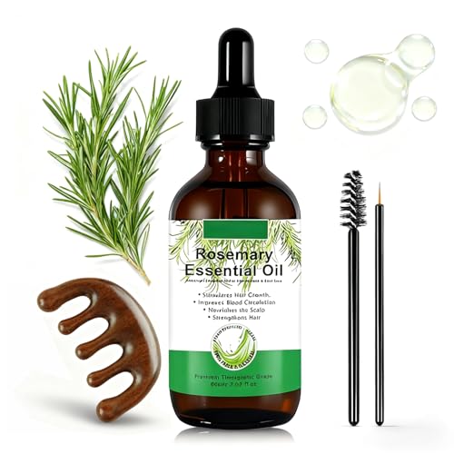 Pure Natural Essential Oil, Pure Rosemary Essential Oil, Rosemary Oil for Hair, Massage Comb, Contains Rosemary and Massage Comb