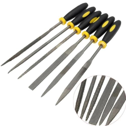 Juego de 6 limas de joyería de agujas pequeñas, herramientas de limas de escofinas de acero, limas en miniatura y modelado para metal, resina, plástico, vidrio, cuero, joyas