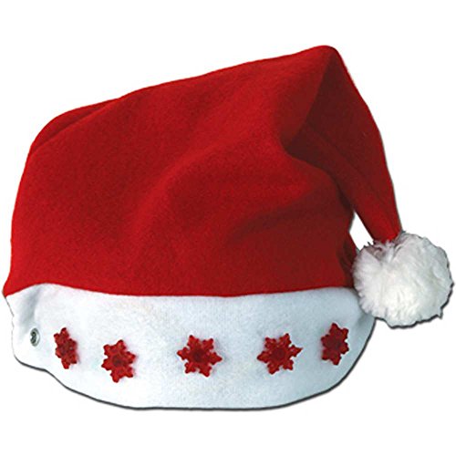 Beistle 20732 Leuchtende Nikolausmütze, Stoff, rot/weiß