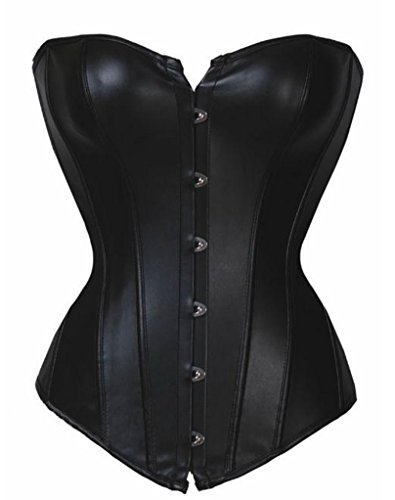 Alivila.Y Fashion Womens Sexy Steampunk Gothic Faux Leather Boned Corset 2340A-Black-L
