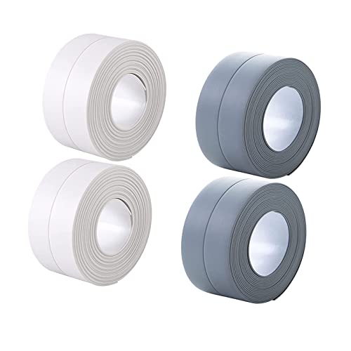 4 Pièces Rouleaux Bande Etancheite Imperméable, Ruban de Calfeutrage Auto-adhésive, Ruban de Calfeutrage, Ruban de Protection pour Calfeutrage, pour Cuisine, Salle de Bain, Toilettes, Baignoire