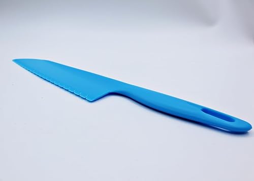 Miniatura 5 de Cuchillo de plástico para verduras, cortador de pizza de borde dentado de 11 pulgadas con mango antideslizante para cocina, pizzas, pasteles, pan,