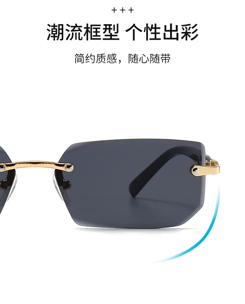Lunettes de soleil sans monture légères avec verres rectangulaires C2 - 7