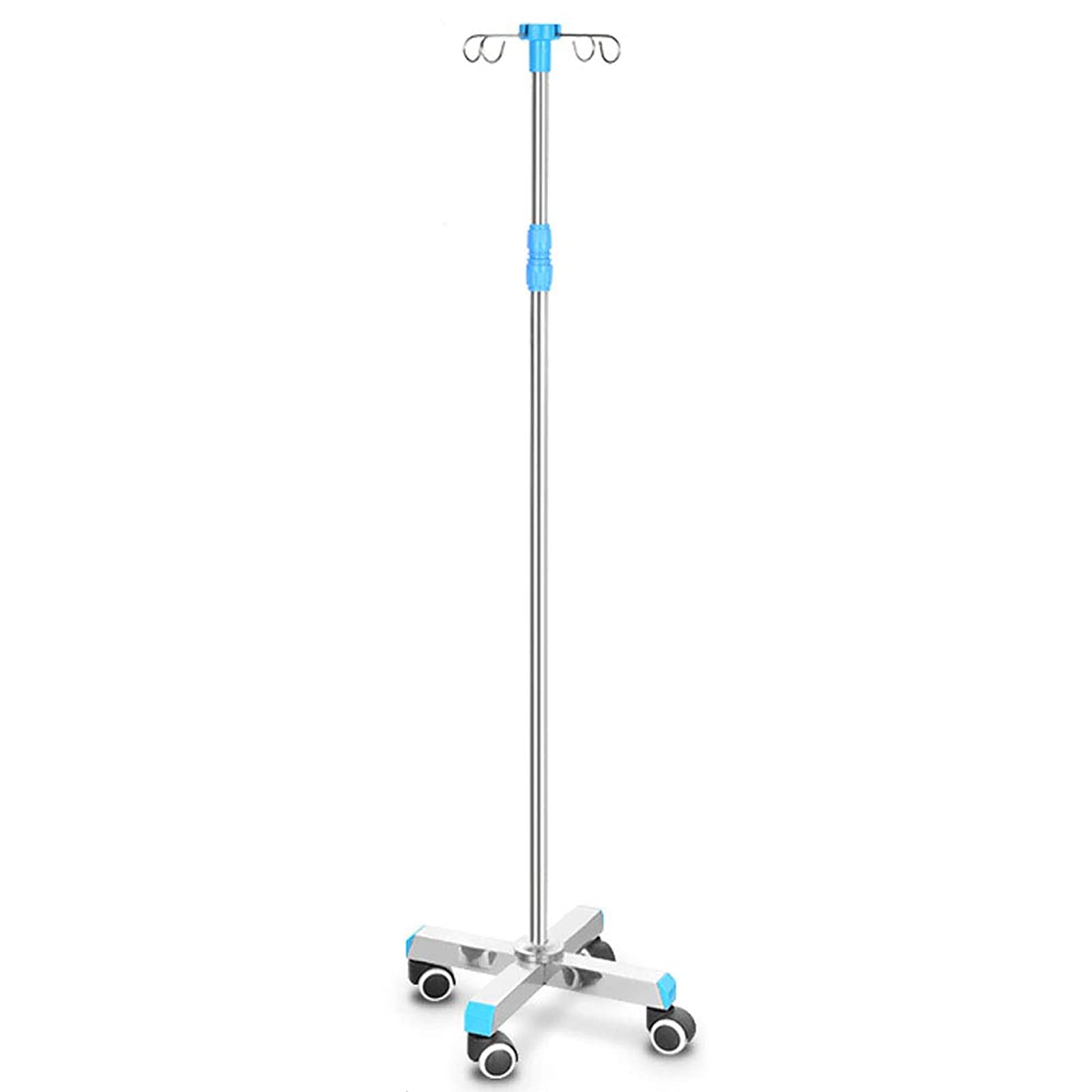 Winter Soporte para suero intravenoso portátil de Acero Inoxidable Grueso, Altura Ajustable Antideslizante y Estable, 4 Ganchos, 5 Ruedas universales (Size : 4 Wheels)