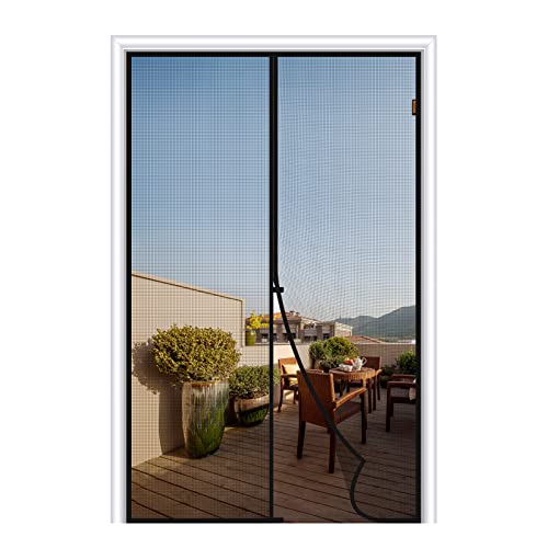MAGZO Magnetic Screen Door Fit Door Size 30 x 80 Inch, Screen Size 32" x 81" Durable Magnet Middle Opening Screen Mesh
