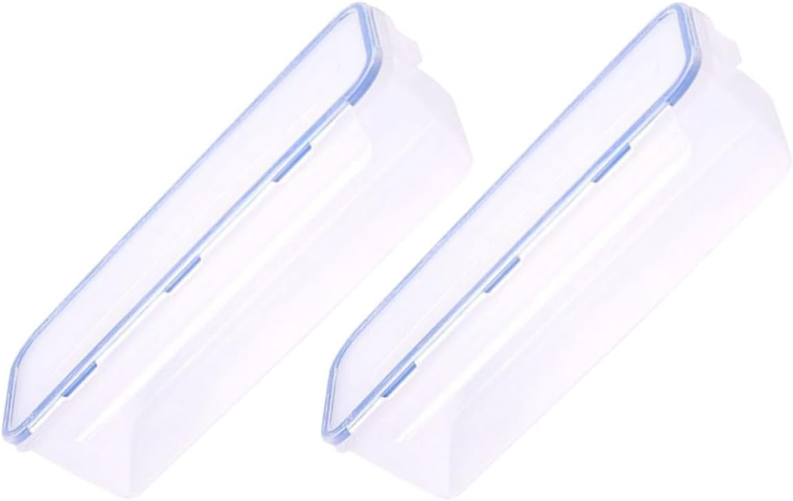 2pcs Airtight Rectangular Food Storage Box Lid Leaf Dried Noodle Pasta Container for Kitchen Pantry Organization Capacity Spaghetti