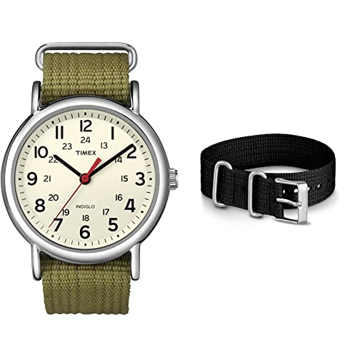 Timex Unisex Weekender 38mm Watch with Additional Fabric Slip-Thru Strap