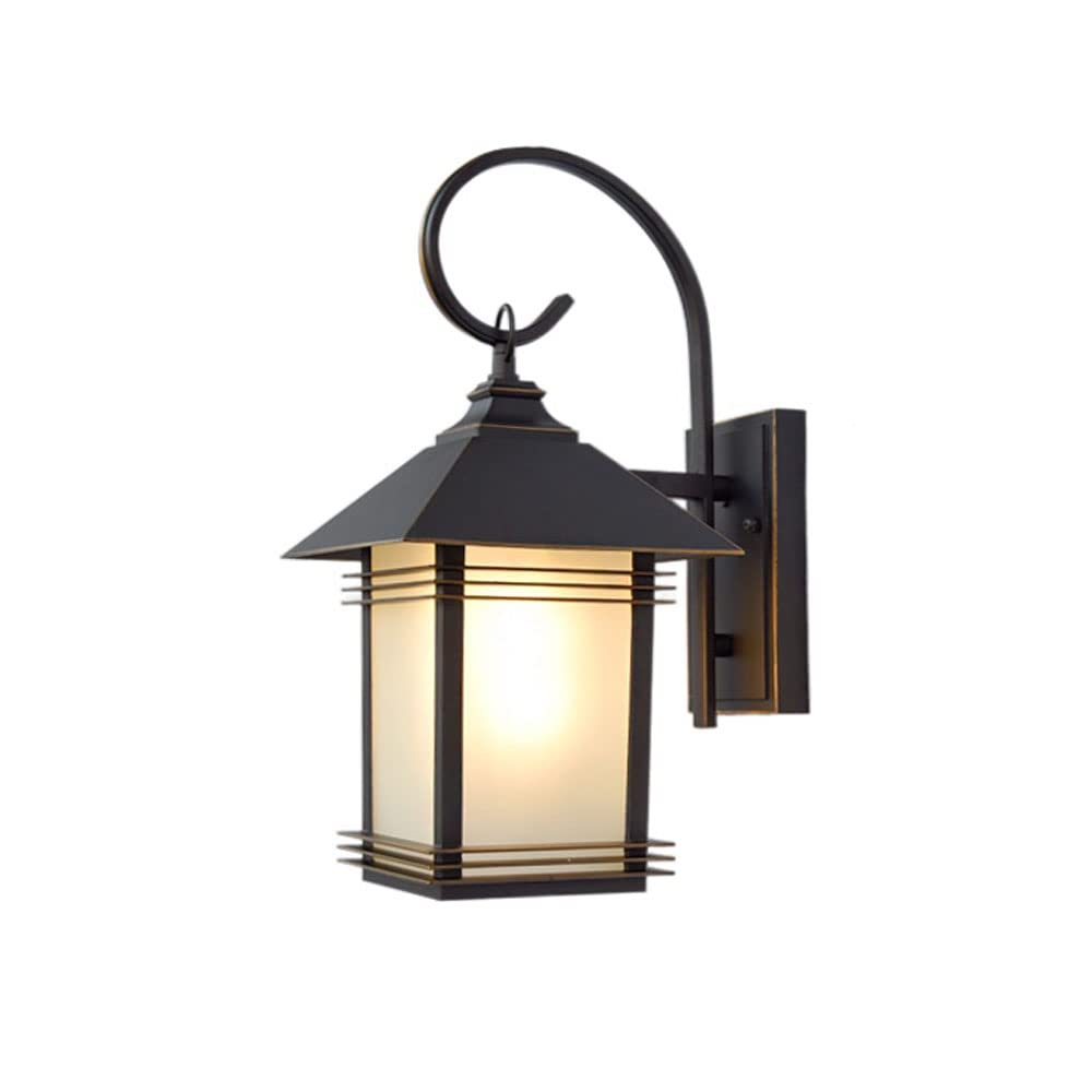 NHPJFDC IP65 Waterproof Japanese Style Square Wall Lamp - Elegant Glass Lampshade Outdoor Sconce for Patio, Garden, and Balcony Lighting