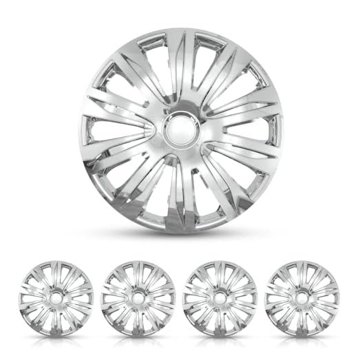 I1MOTOR Hubcaps 17", Wheel Rim Cover Universal R17 Hub Caps, Snap On Car Pickup Truck SUV, 17 Inch Wheel Covers Set of 4, ABS Material, Chrome