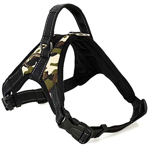 Gqiu Heavy Duty Dog Harness Vest with Handle, Adjustable Reflective Breathable Oxford Soft Padded Outdoor Pet Leash Vest for Small Medium Large Dogs Training Walking,camouflage,M Cover