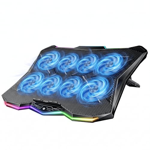 AICHESON Laptop Cooling Cooler Pad 15.6-17.3 Inch with Metal Panel, 1 Big Fan, Rainbow Lights, AA3