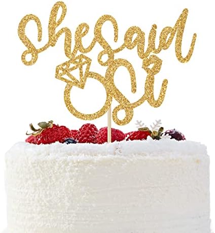 Unoggsor Gold Glitter She Said Si Cake Topper - She Said Yes Cake Topper for Final Fiesta Bachelorette Sign Mexico Wedding Engagement Bridal Shower Party Decorations