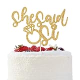 Unoggsor Gold Glitter She Said Si Cake Topper - She Said Yes Cake Topper for Final Fiesta Bacheloret