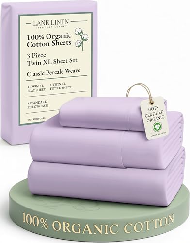 Image of LANE LINEN 100% Organic Cotton Sustainably Produced Extra Large Twin Sheets for Hospital Bed, Fully Elasticized Reinforsed Seams, Machine Washable Deep Pocket Twin XL Bedding- Orchid Petal