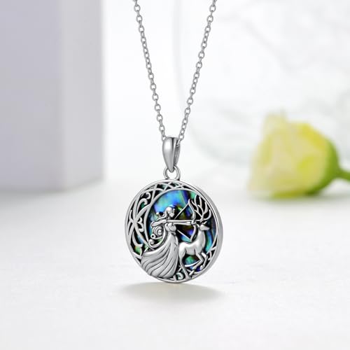 Greek Goddess Artemis Necklace 925 Sterling Silver Goddess Pendant Necklace Greek Mythology Jewelry Gifts for Women3