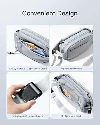 Image of Inateck Sling Bag X, Stylish Crossbody Bag with Adjustable Shoulder Strap, Water-resistant Shoulder Bag for Men and Women, Gray Blue, Small, Casual