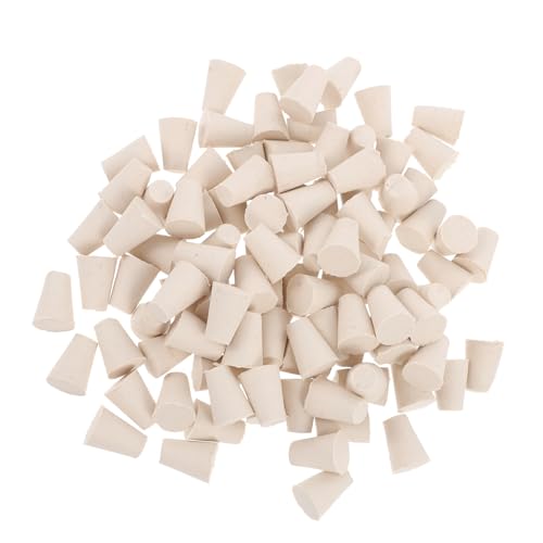 KICHOUSE 100 Pcs Rubber Stopper Tapered Cork Stopper Bottle Plugs Test Tube Sealing Plug Test Tube Stopper Lab Stopper Bung Plug Stopper Test Tube Bung Tapered Flask Sealing Plug White