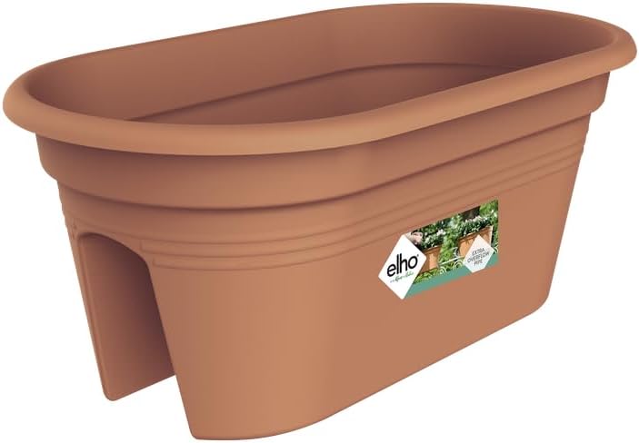 Exaco BPC-Terra Plastic Oval Bridge Planter with Cover, 4.2 Gal, Light Terracotta