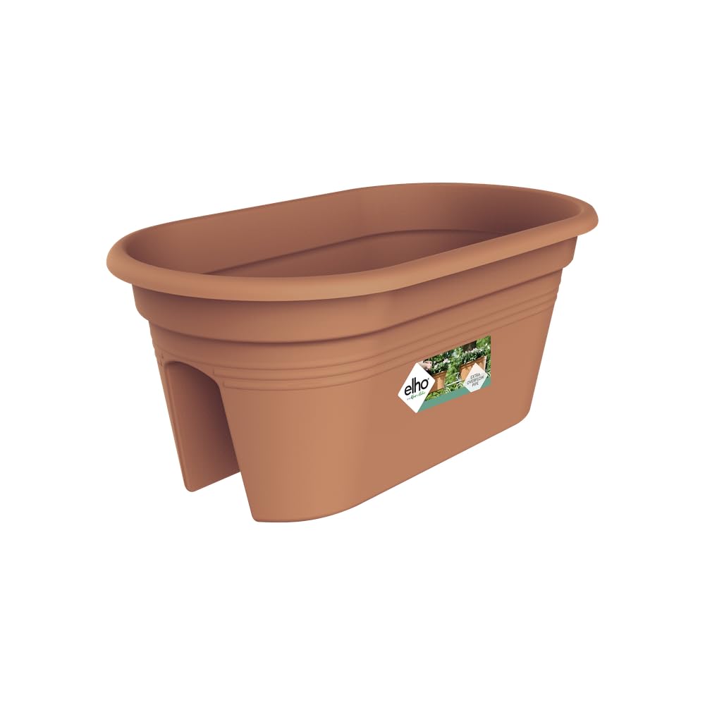 Exaco BPC-Terra Plastic Oval Bridge Planter with Cover, 4.2 Gal, Light Terracotta