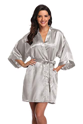 Image of Women's Pure Short Silky Robes Bridesmaid Bride Party Satin Robes Sleepwear
