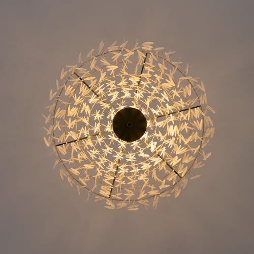 TOCHIC Capiz Shell Chandelier, 6 Lights Gold Coastal Light Fixture, Modern Chandelier for Dining Room, Round Layered Boho Pendant Light for Bedroom, Living Room, Foyer, Brass, 23.62" - Image 9